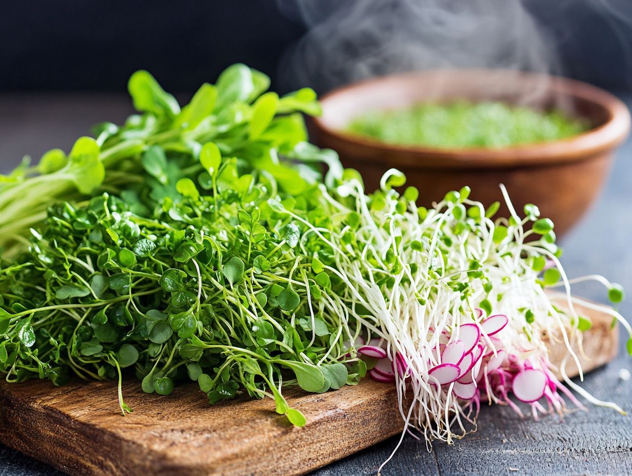 Colorful chives microgreens used as a garnish for soups and stews