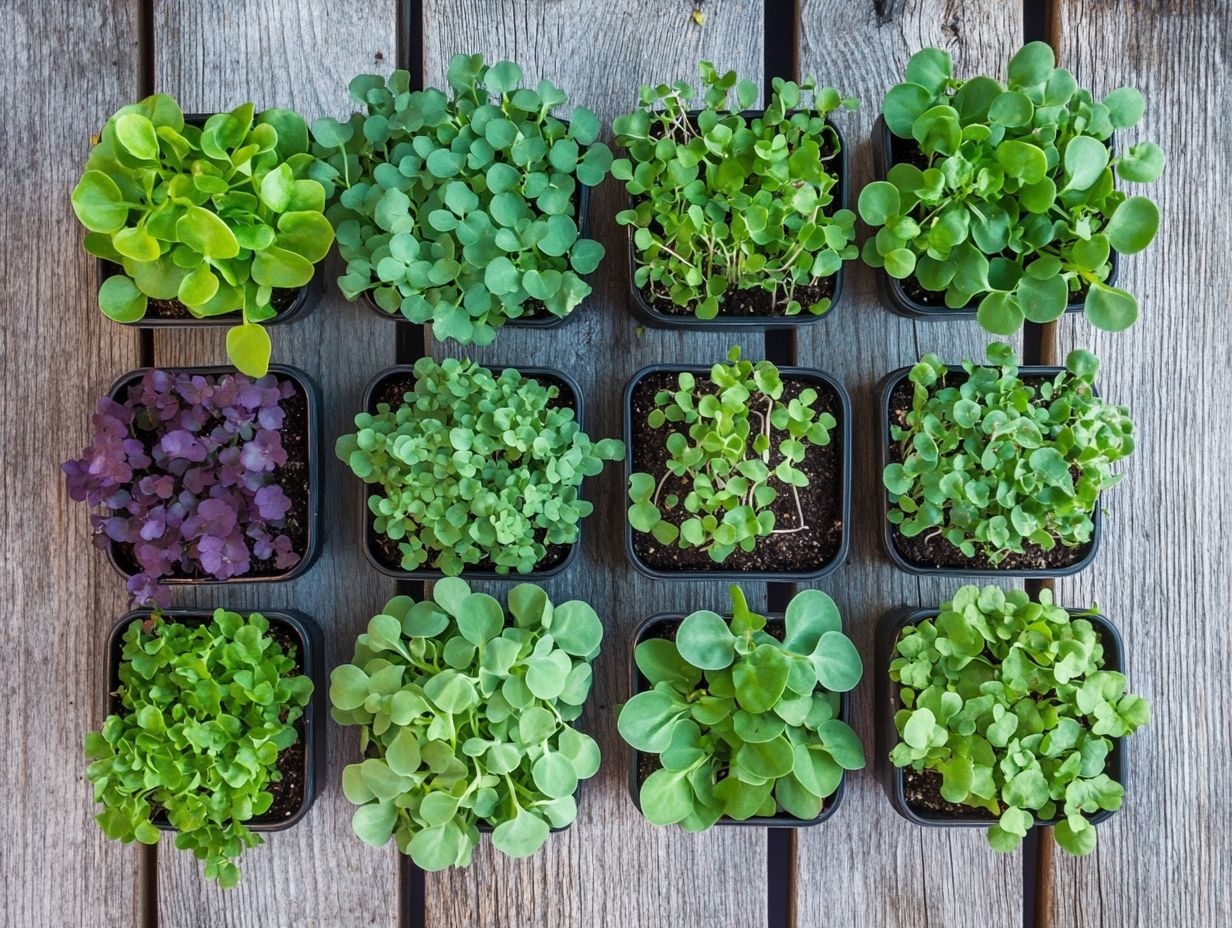 An assortment of microgreens showcasing their vibrant colors and textures.