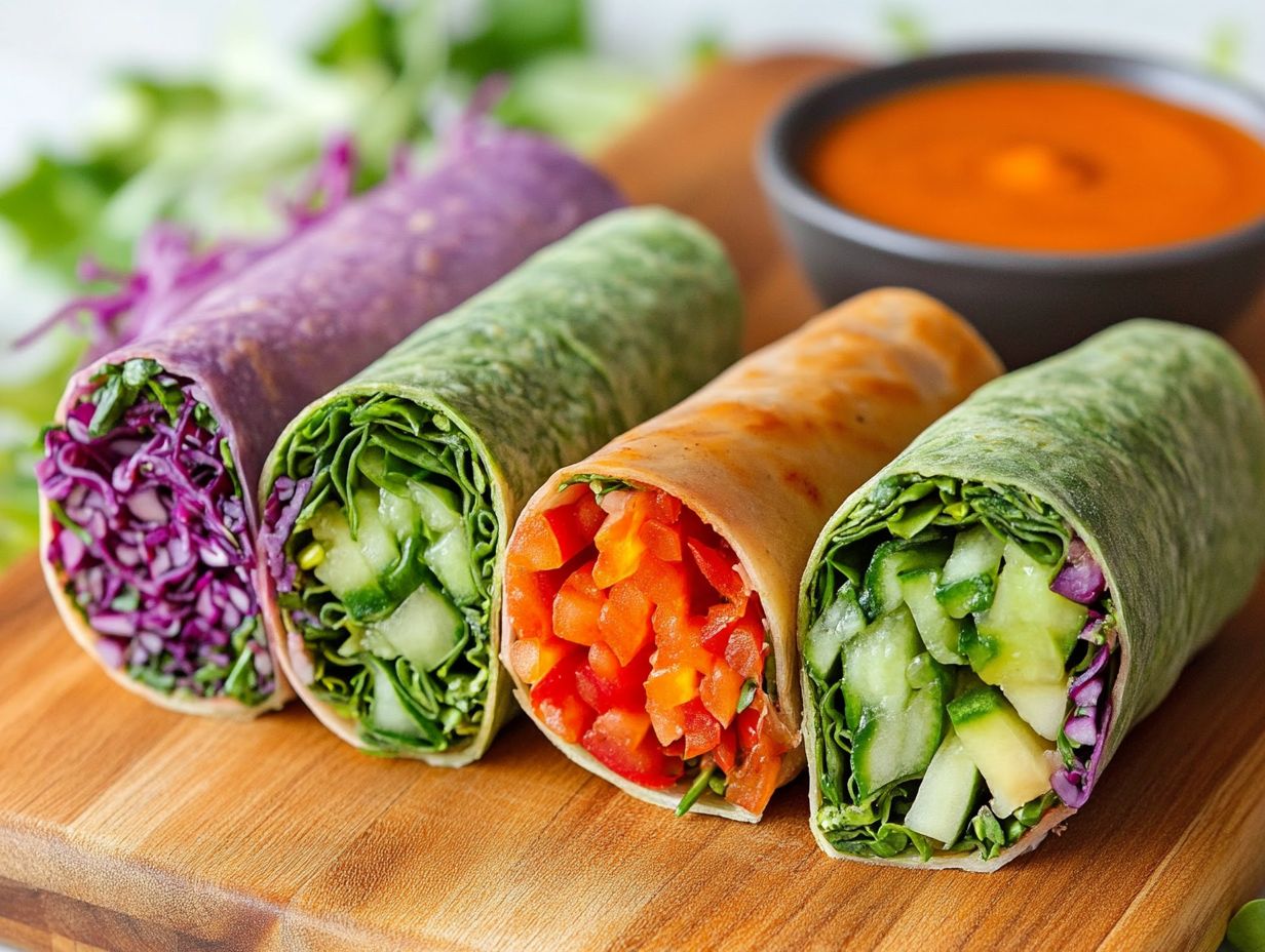 Colorful microgreen wraps displayed beautifully