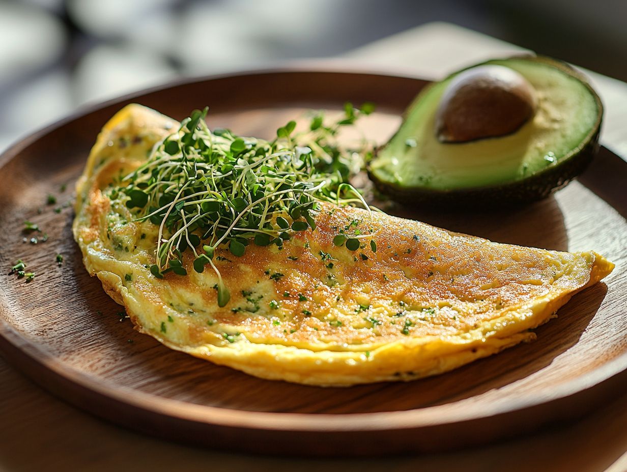 A colorful microgreen omelette featuring fresh ingredients.