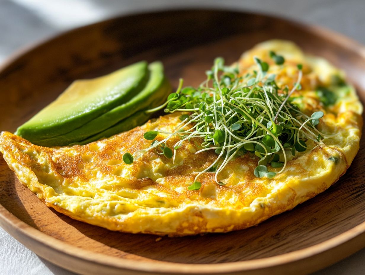 Ingredients and steps for making a microgreen omelette