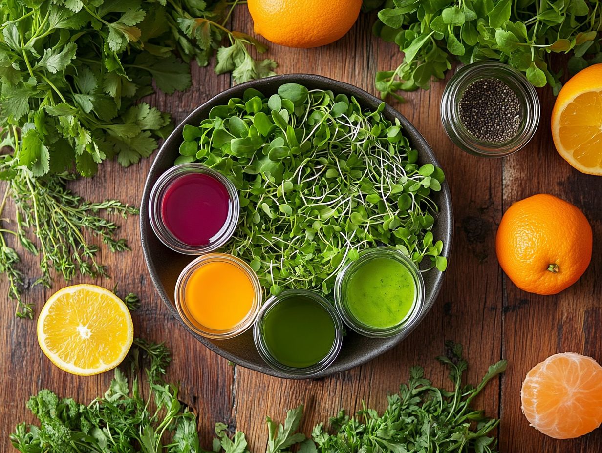 A variety of microgreens used in salads and dressings