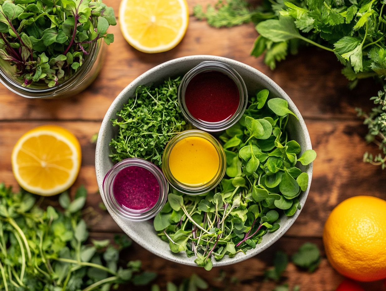 Delicious microgreen dressing showcasing the health benefits of these tiny greens.