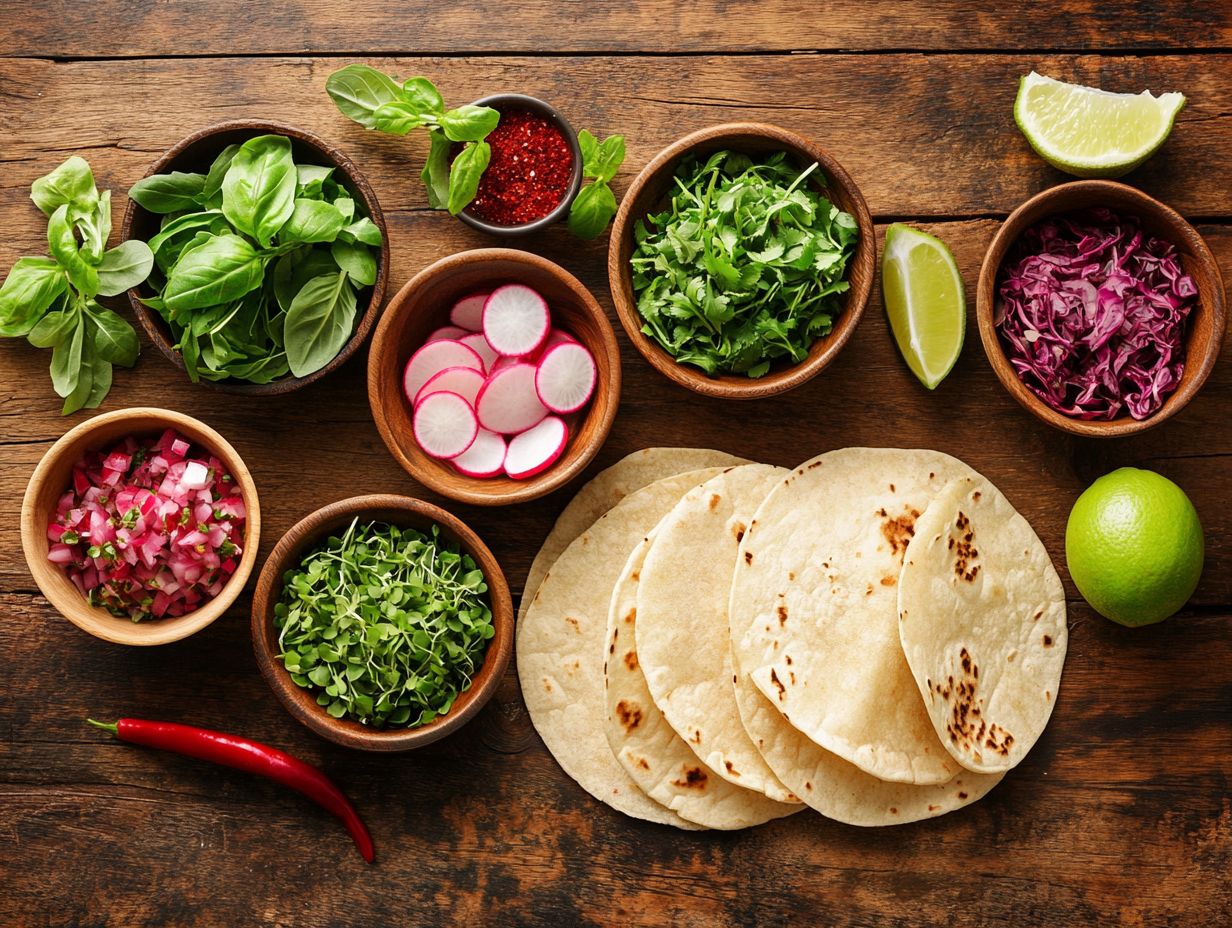 Delicious microgreen taco toppings displayed on a platter