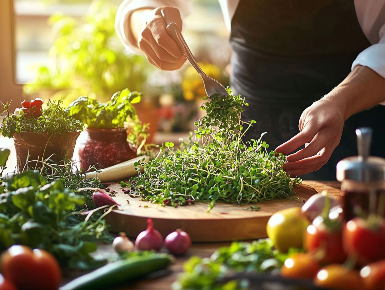 A variety of colorful microgreens ready for cooking