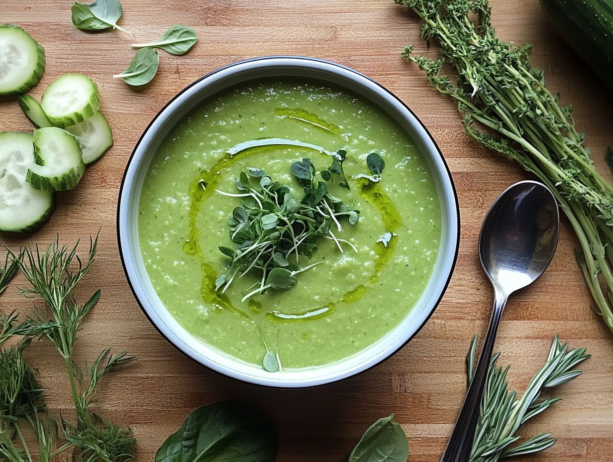 Colorful microgreens enhancing a bowl of soup.