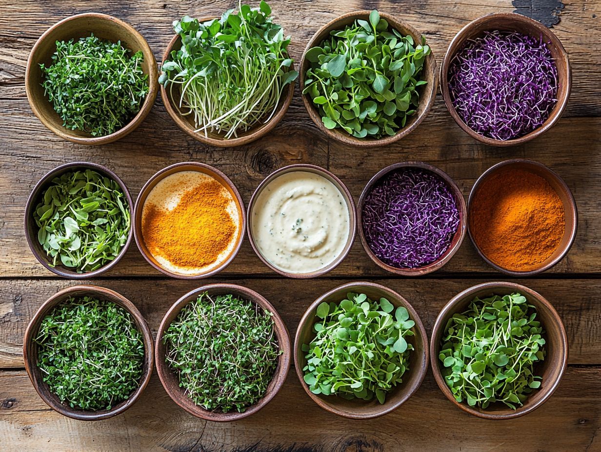 Colorful microgreens in a Middle Eastern salad