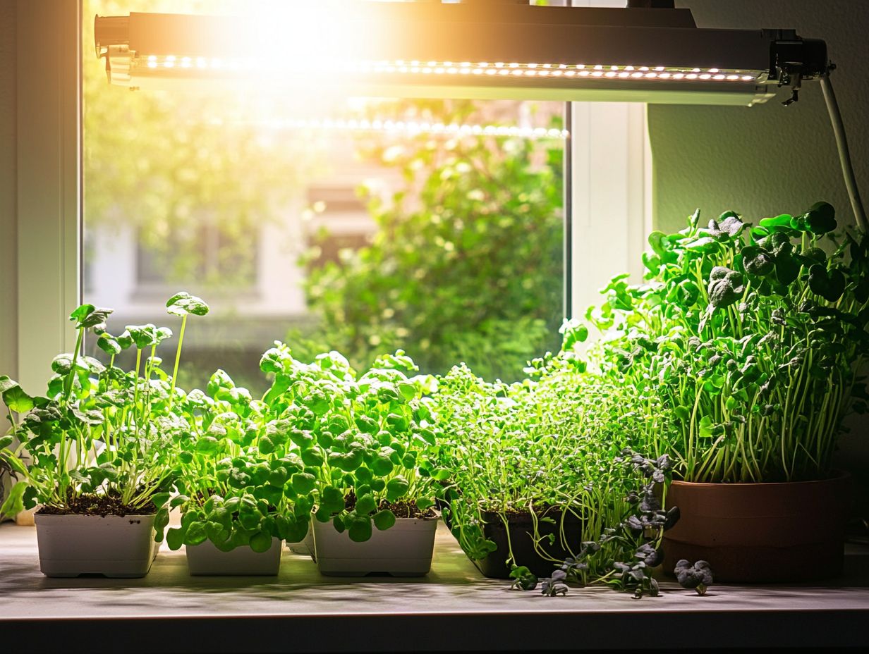 An infographic showing the top 5 LED lights for microgreens.