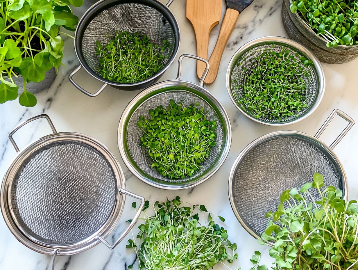 Visual summary of key microgreen strainer features