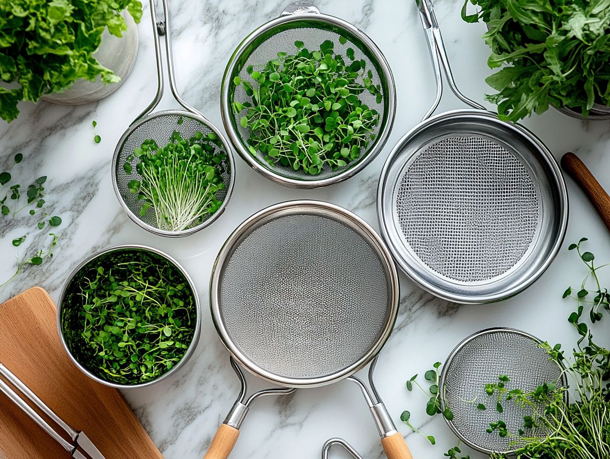 Microgreen strainer selection