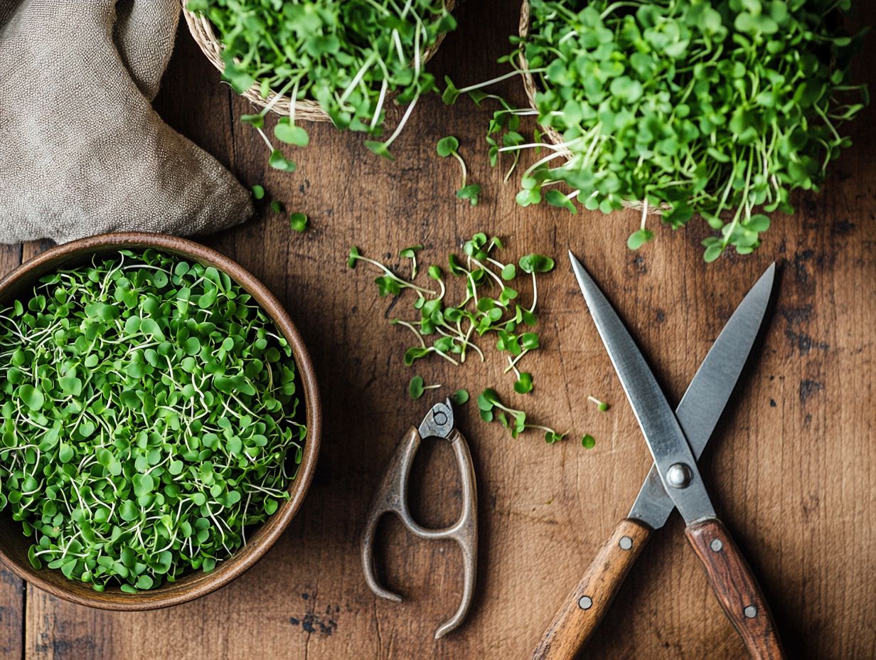 Image showing key takeaways for cutting microgreens.