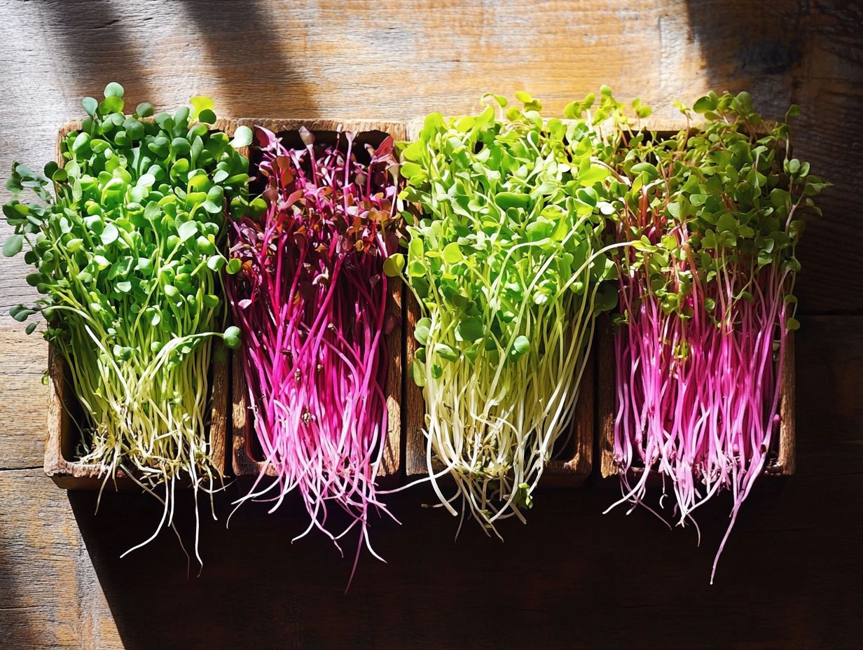 Colorful varieties of microgreens showcasing their nutritional benefits.