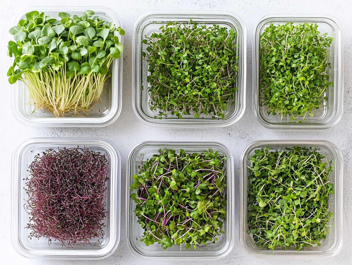 A colorful selection of microgreens showcasing their nutritional diversity