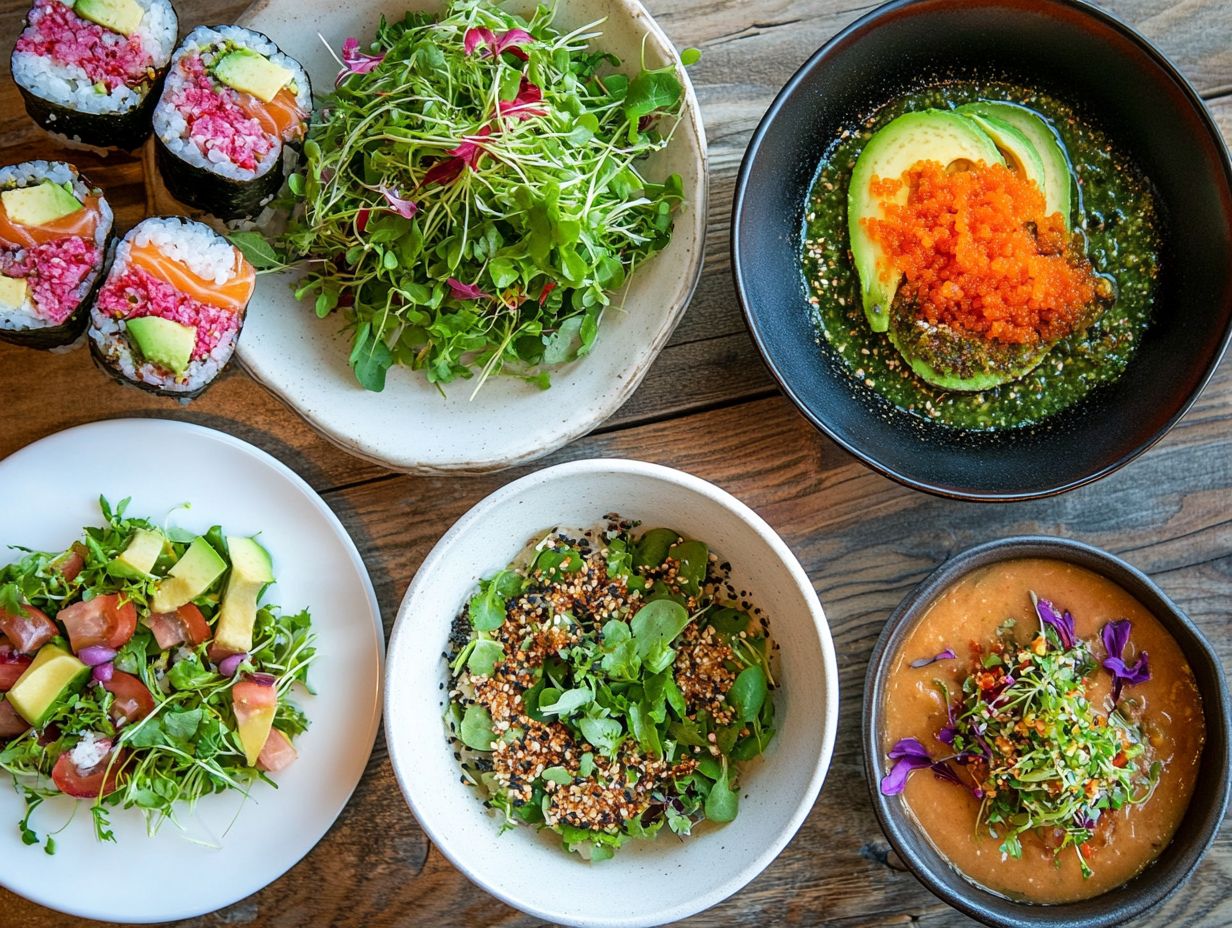 A colorful display of freshly harvested microgreens