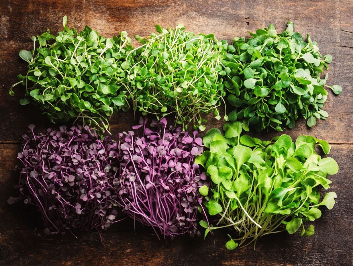 A variety of microgreens showcased in a vibrant display