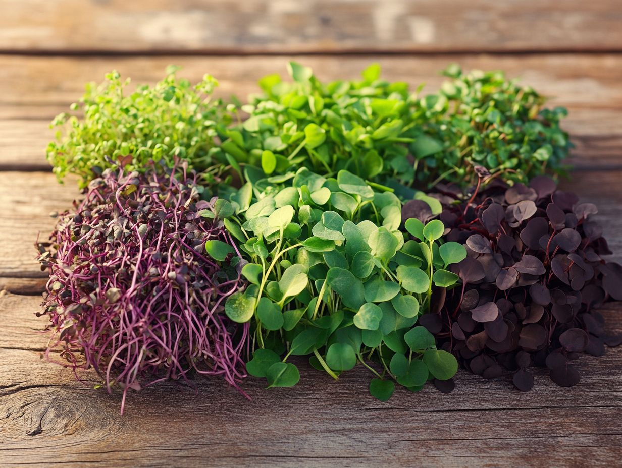 A visual summary of unique microgreen varieties.