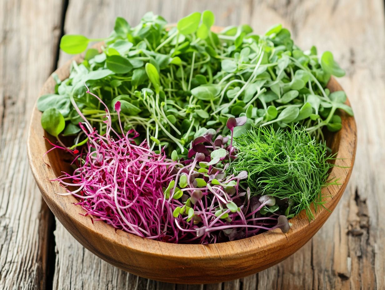 A colorful array of microgreens highlighting their variety and flavors.