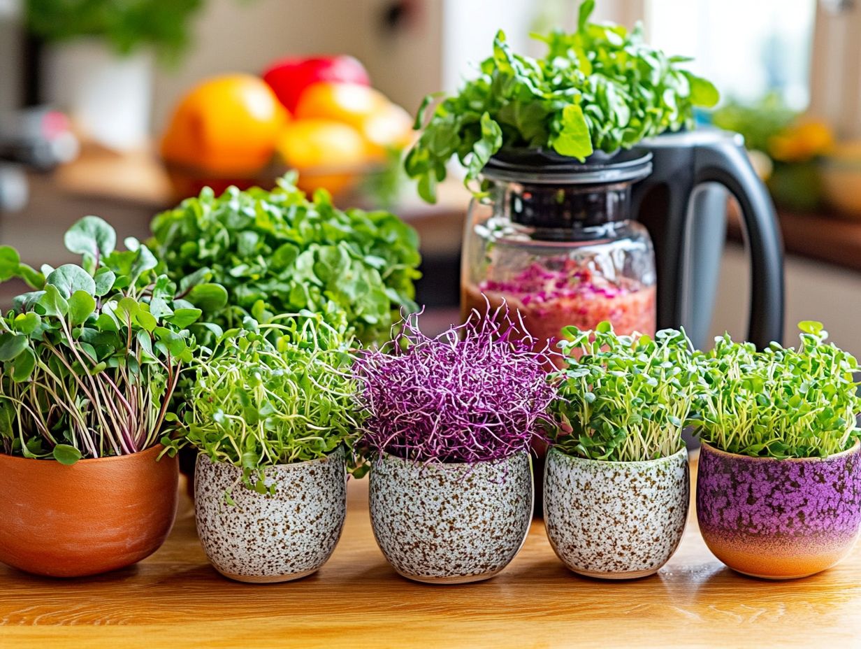 Illustration of microgreen varieties for smoothies