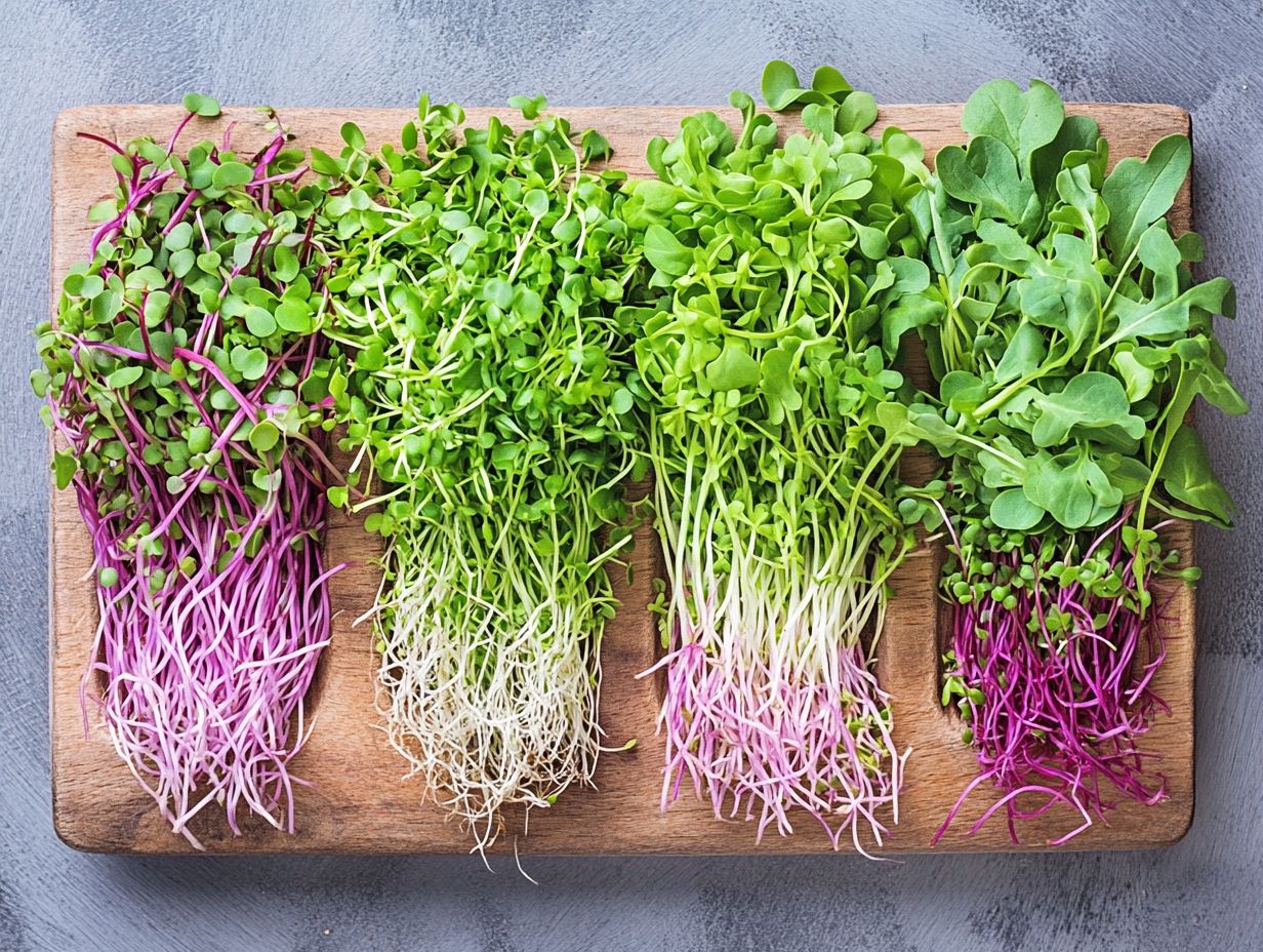 Fresh pea shoots on a wooden table