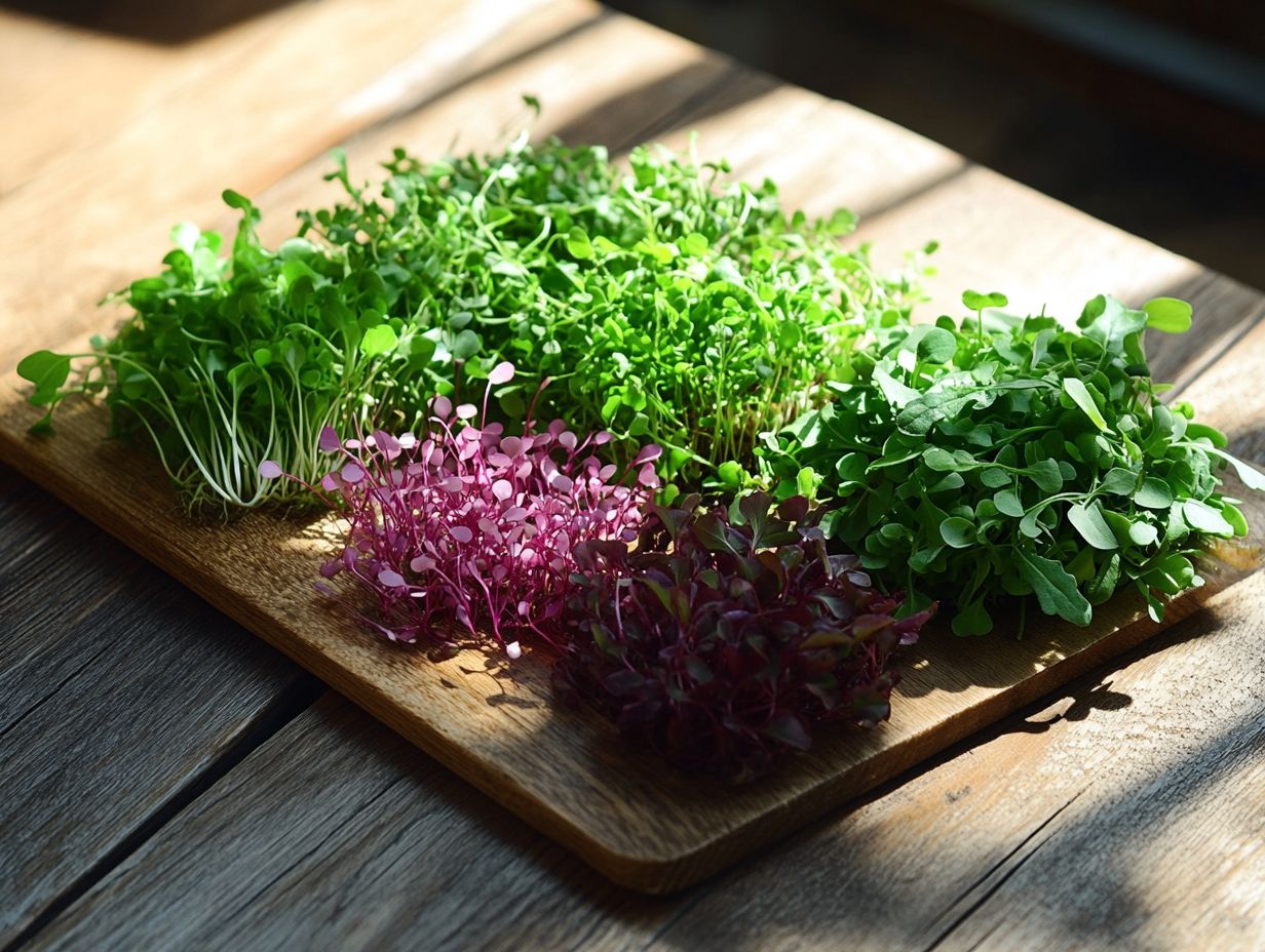 A vibrant display of sunflower microgreens on a wooden table.