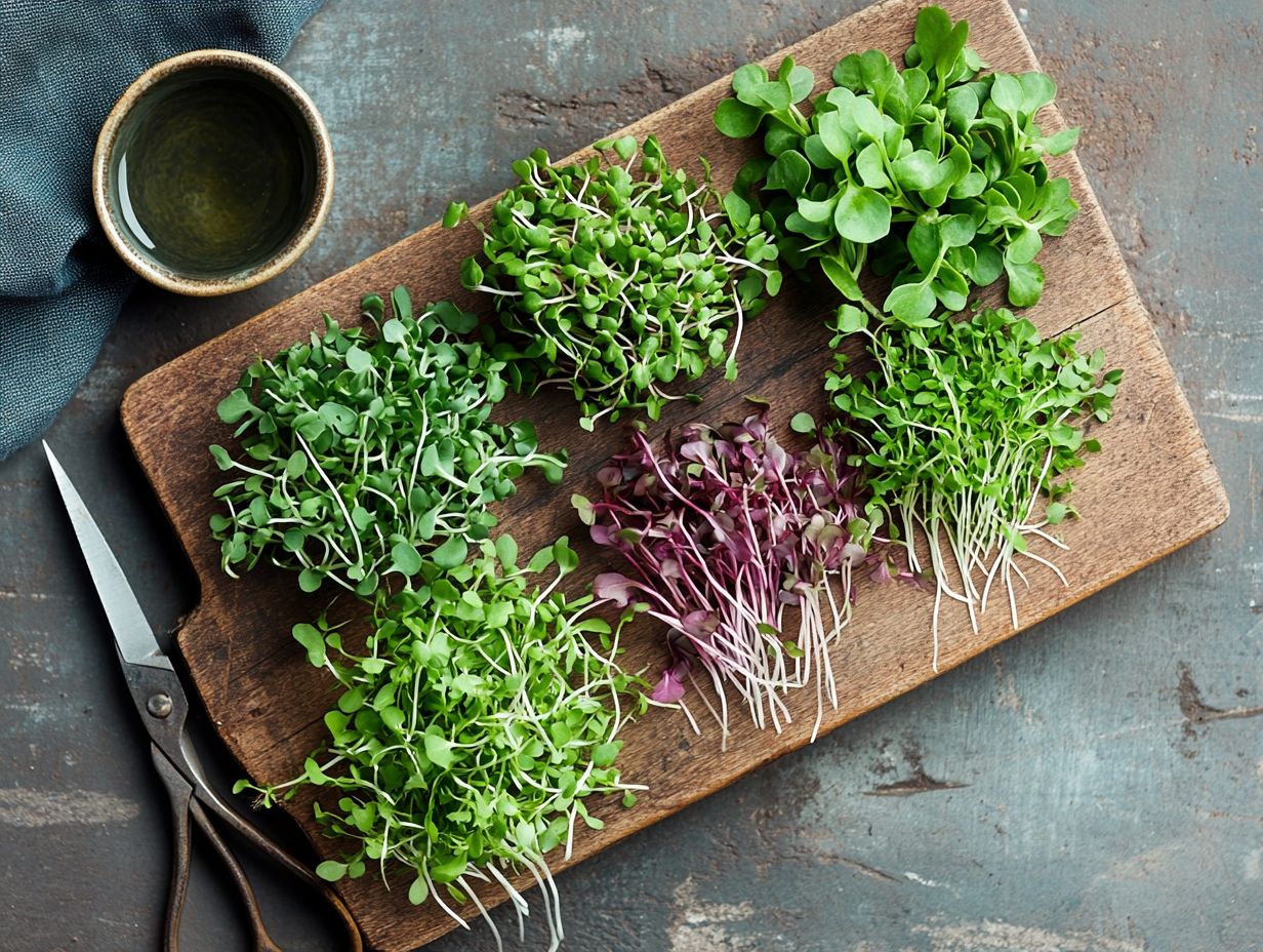 A variety of microgreens ready for harvest