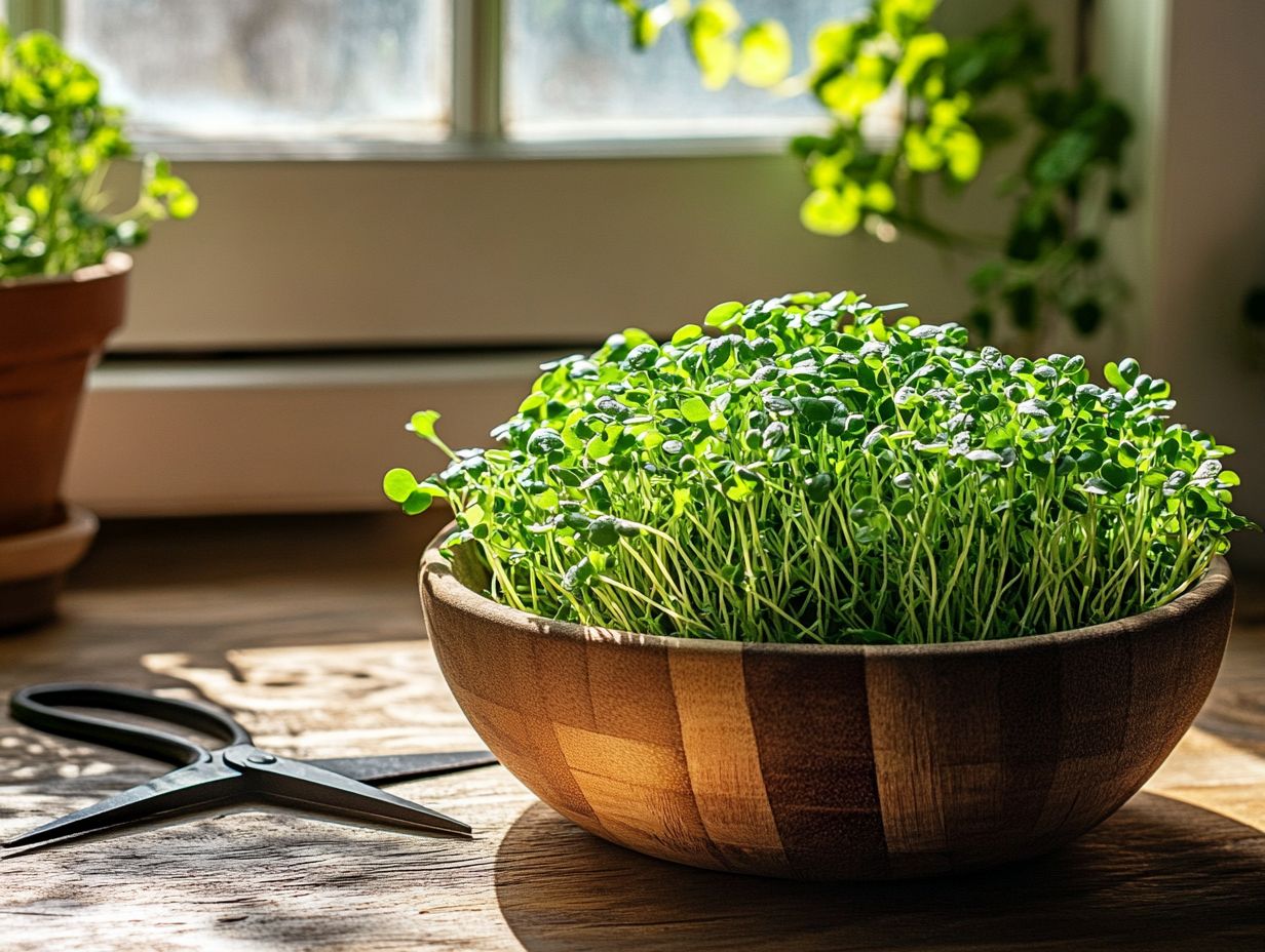 A vibrant assortment of freshly harvested microgreens illustrating common harvesting mistakes.