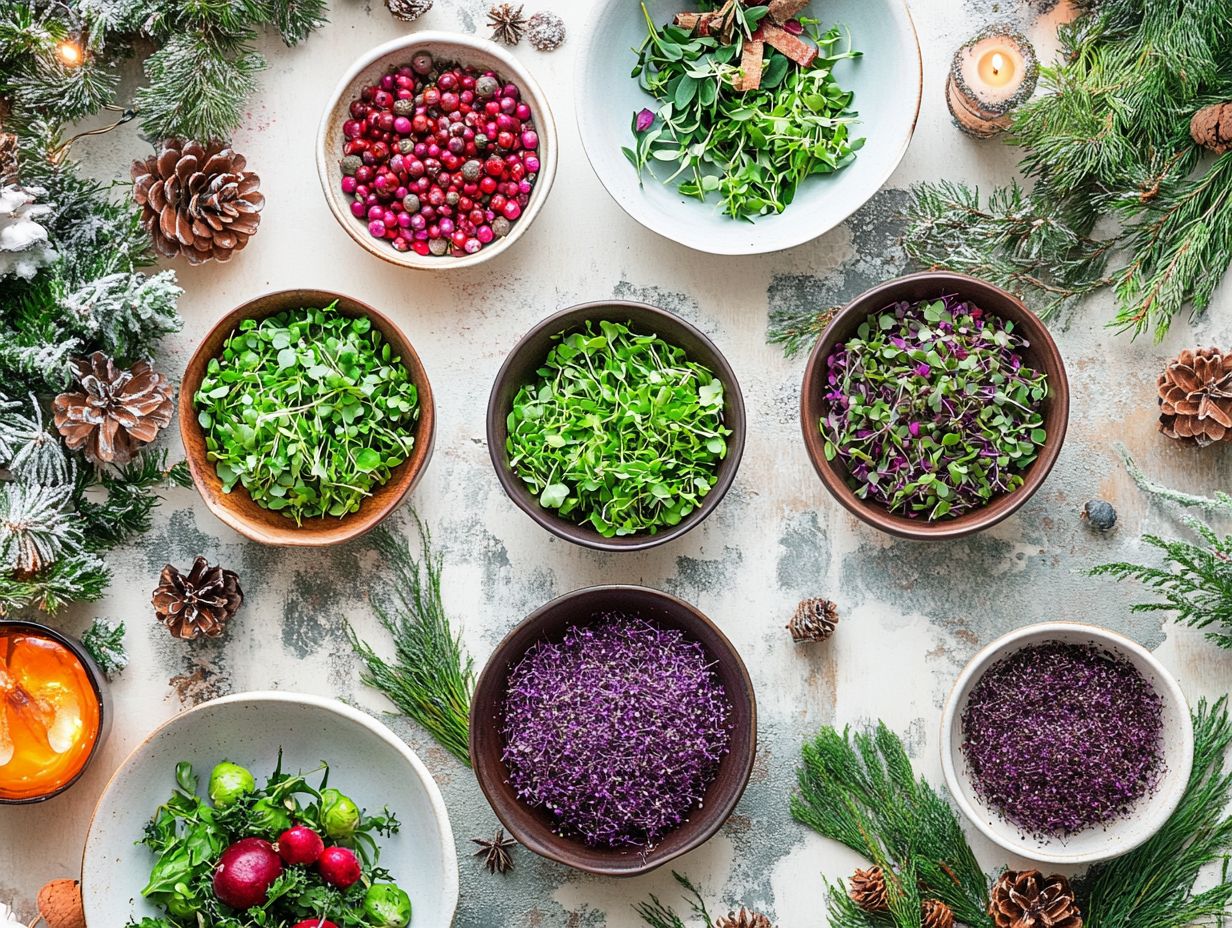 Microgreens in a colorful holiday meal