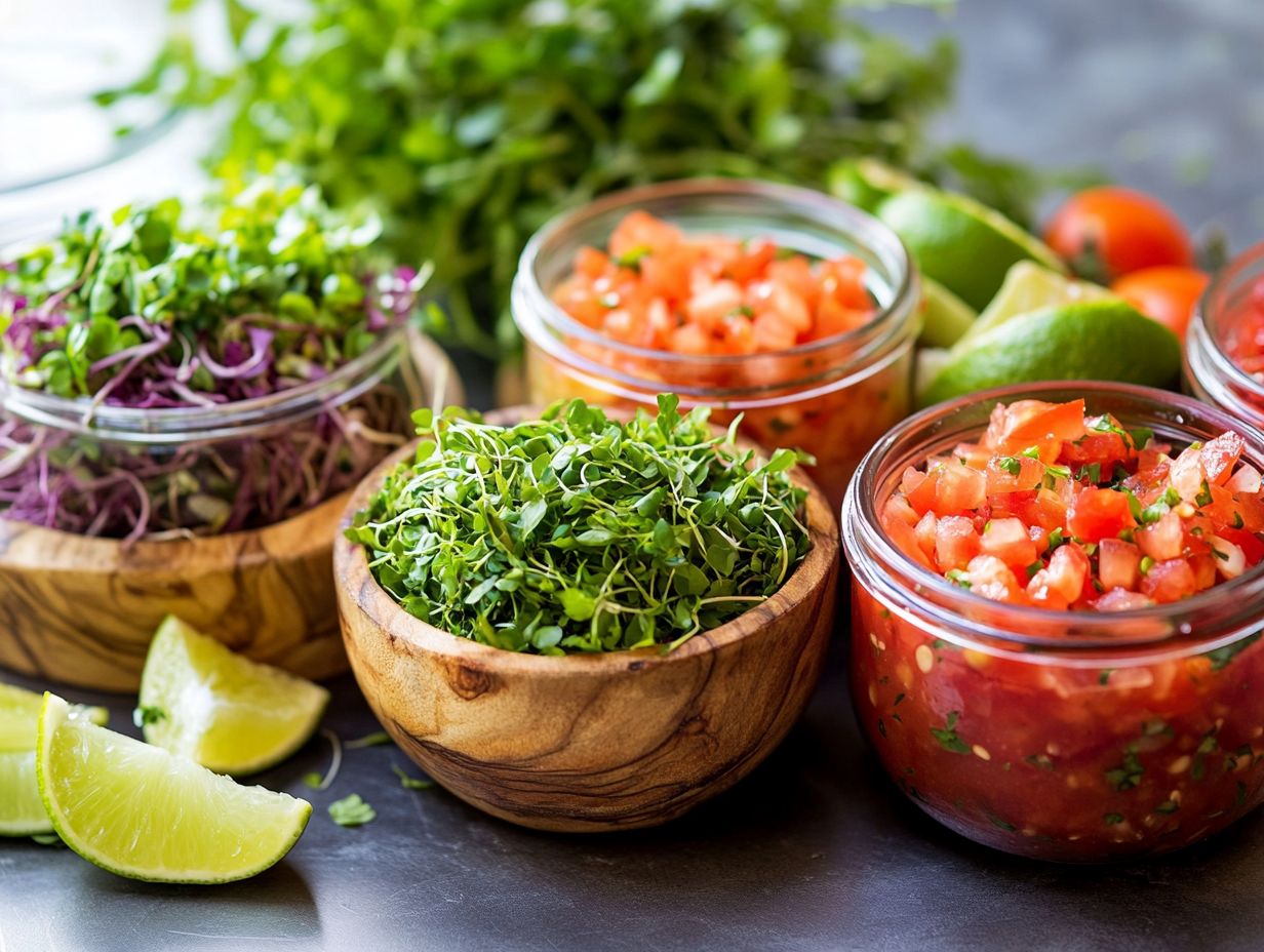 Various microgreens ready for salsa preparation