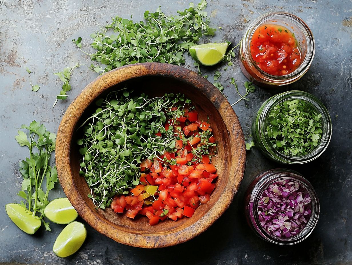 Vibrant microgreens ready for salsa preparation