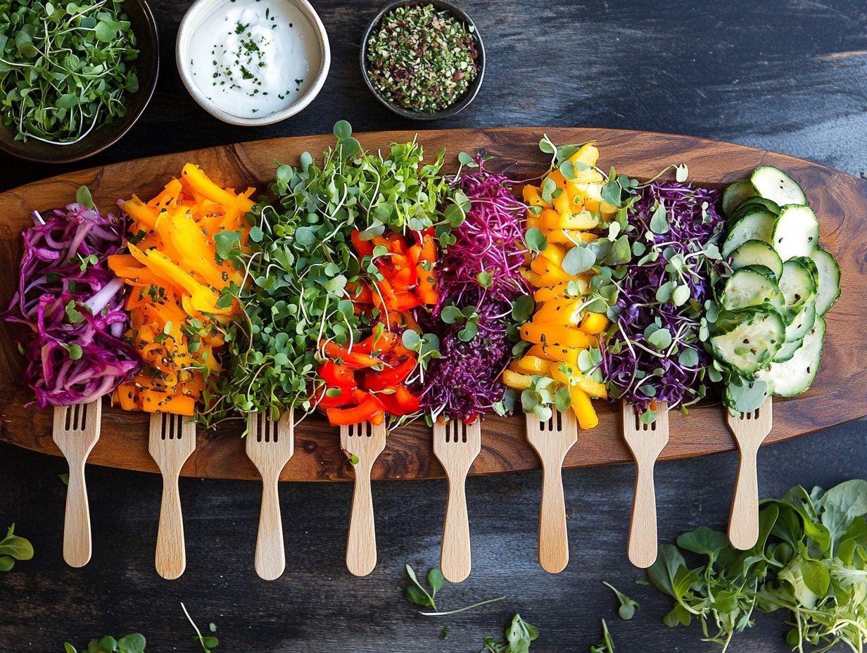 Microgreen and Roasted Vegetable Tart served on a plate