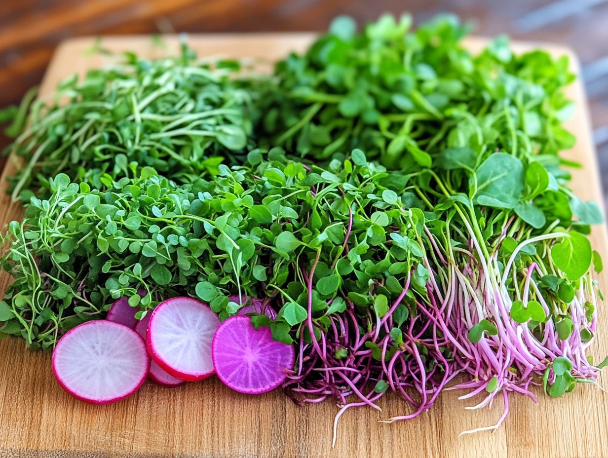 A variety of microgreens showcasing their vibrant colors and health benefits.