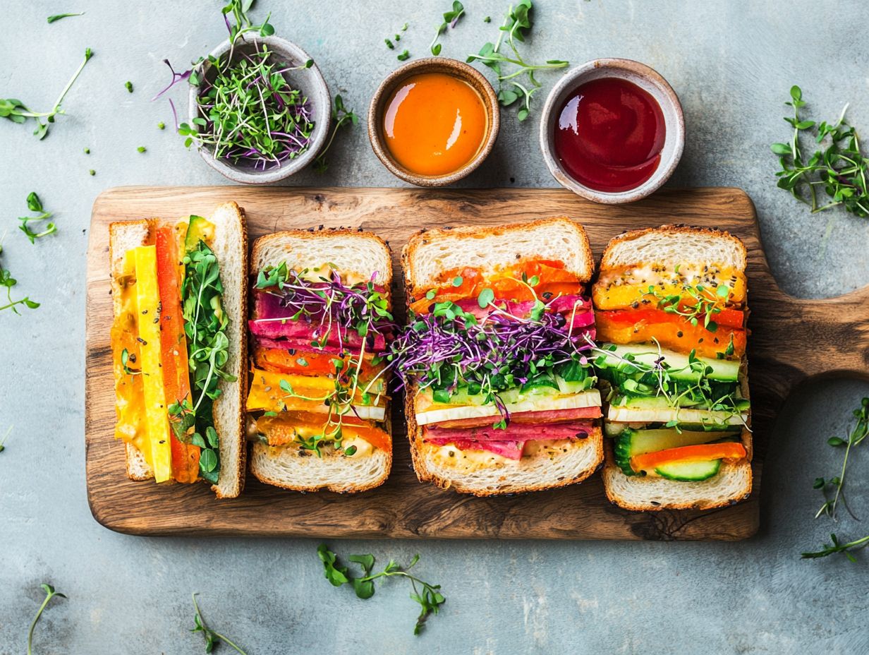 5. Roasted Vegetable Sandwich with Microgreens and Balsamic Glaze