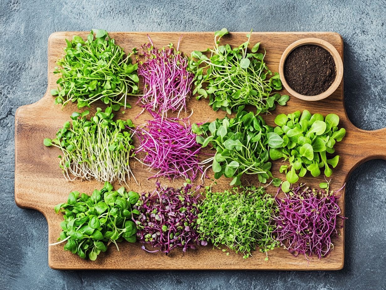 Colorful microgreens in a variety of dishes promoting vitality.