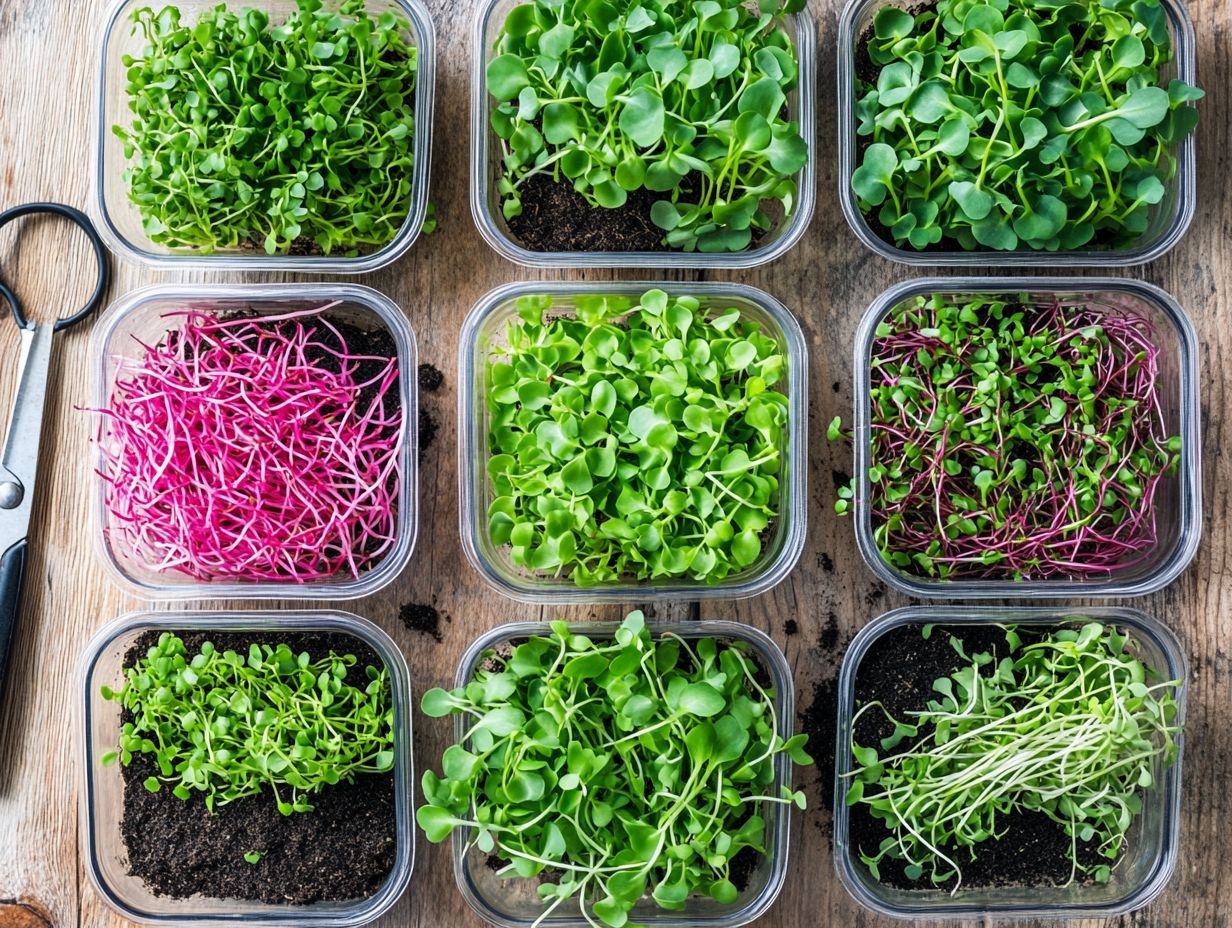 A variety of nutrient-rich microgreens ready for harvest