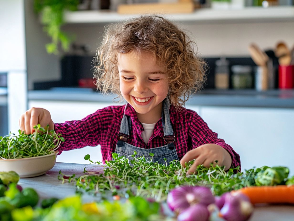 Colorful and nutritious microgreen and hummus wrap for kids' lunches