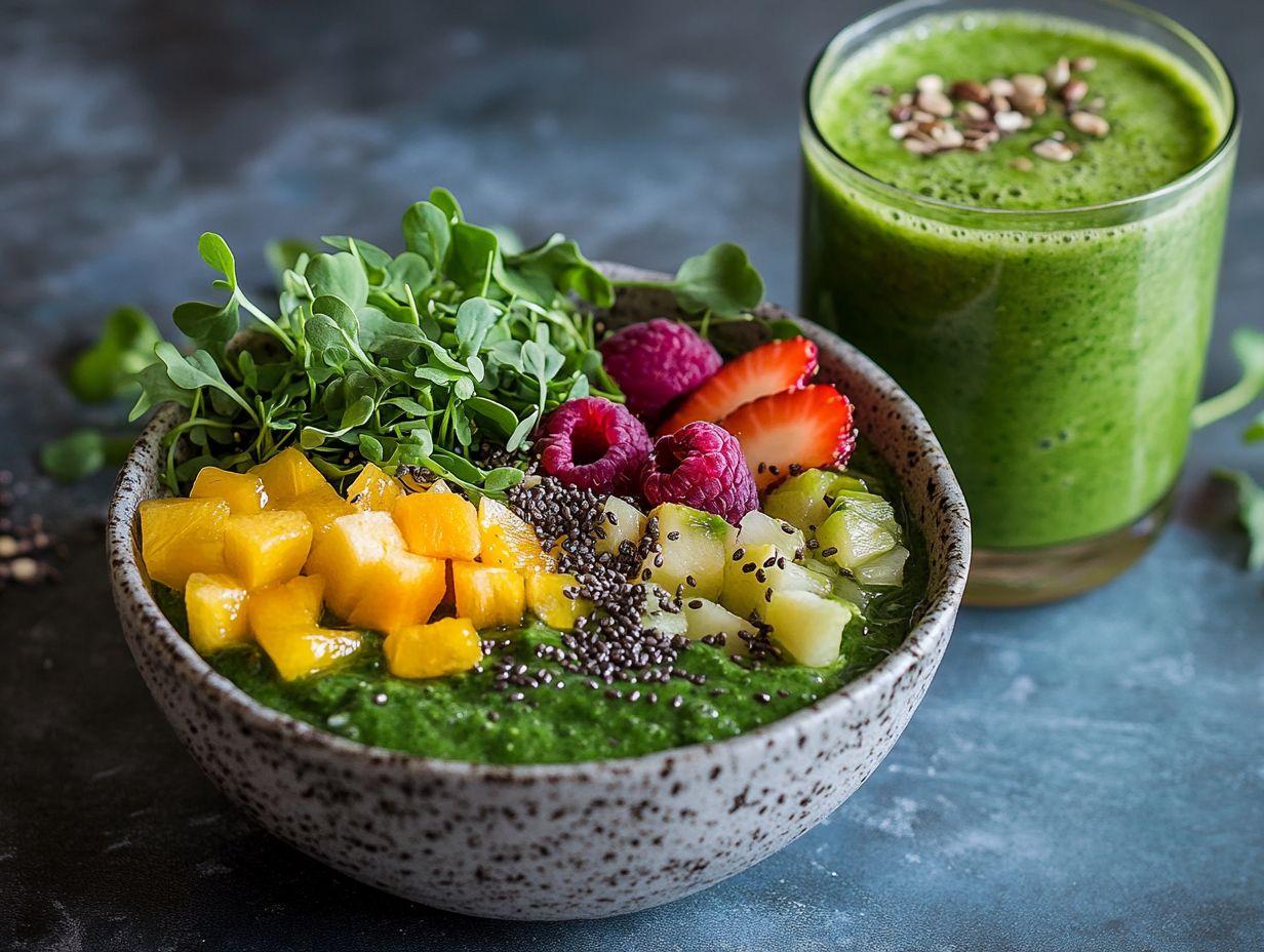 Assorted microgreens adding flavor and nutrition to smoothies.