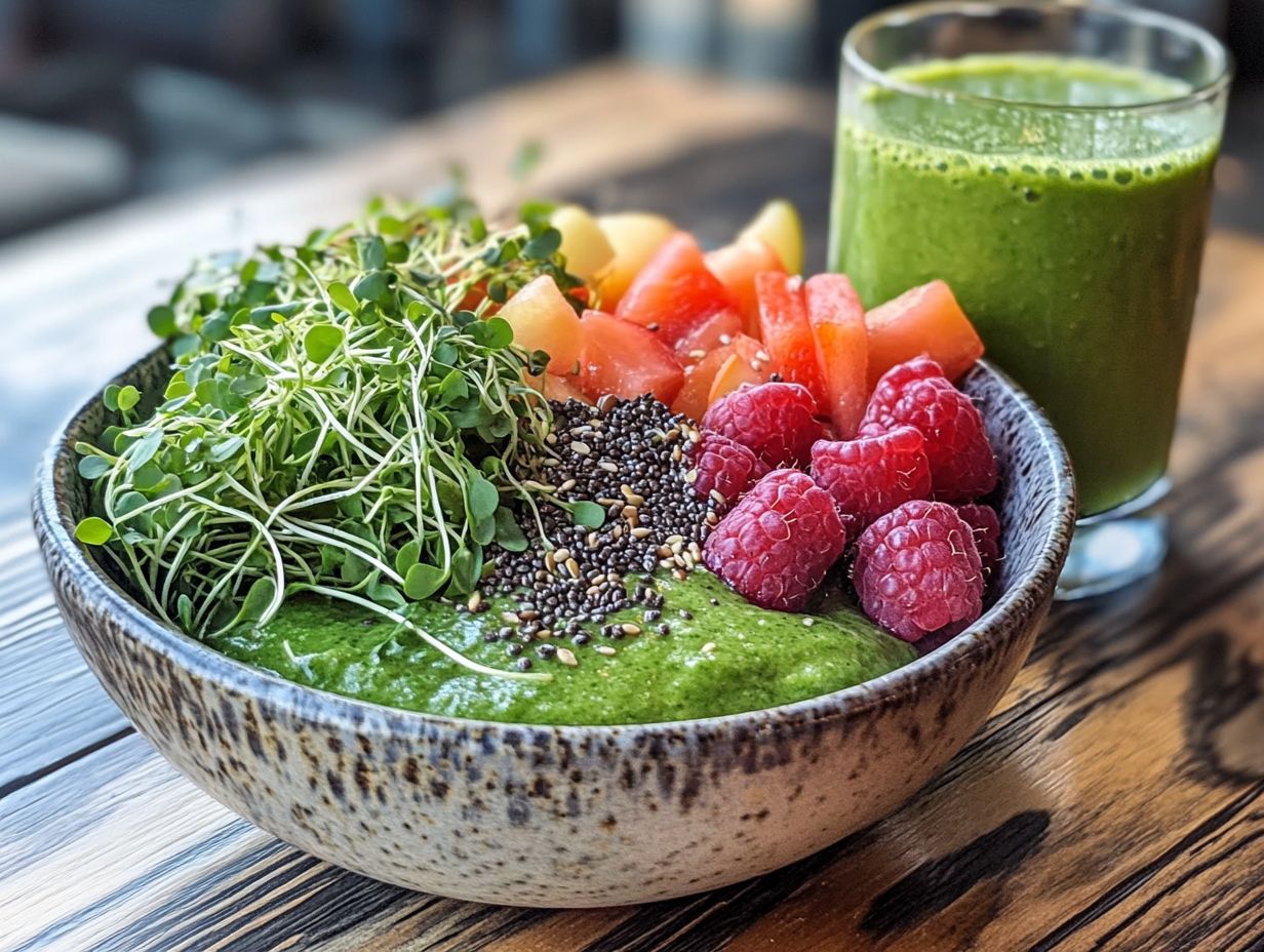 Peach and Carrot Smoothie with Beet Microgreens