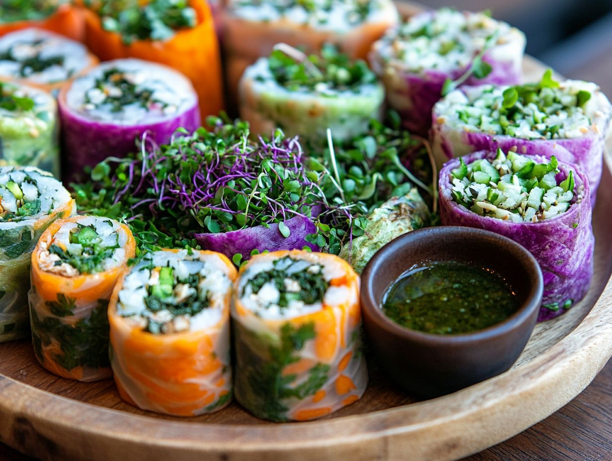 A colorful array of microgreens in wraps for healthy eating