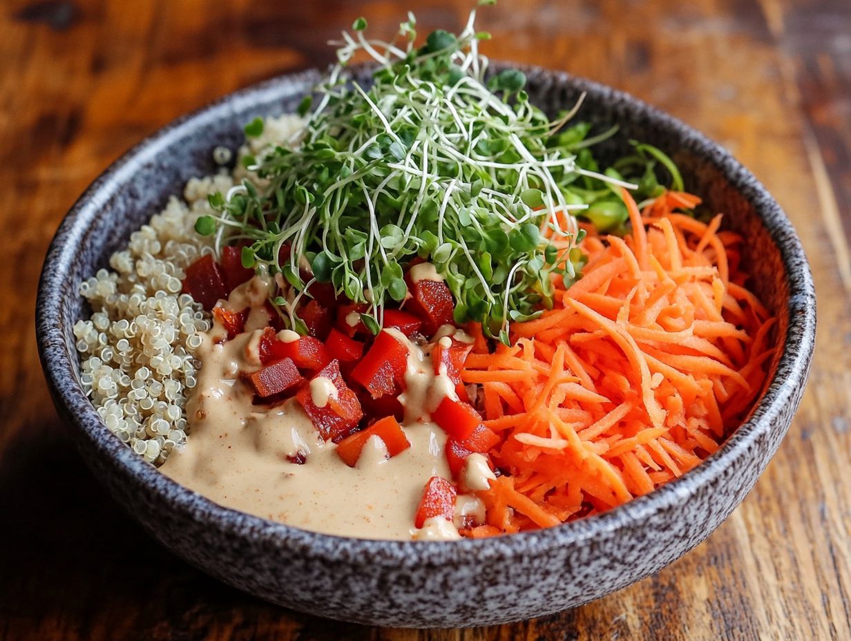 Microgreens in a quinoa bowl