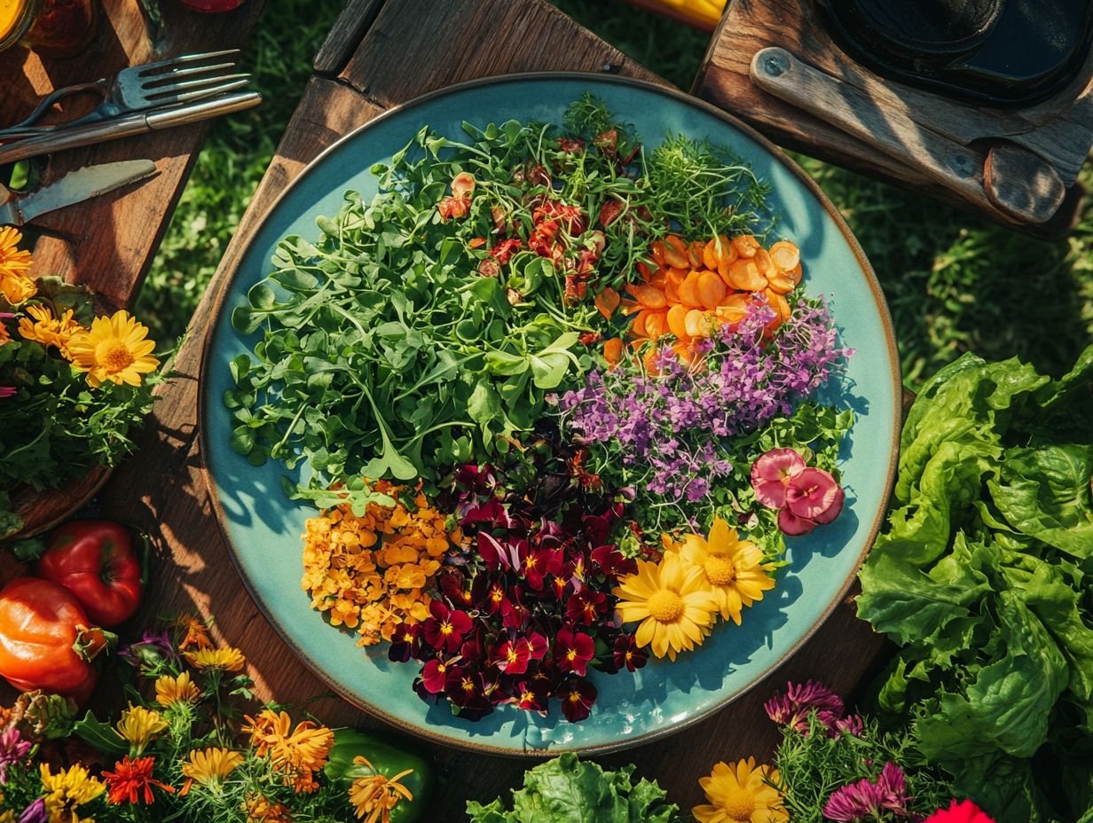 Refreshing watermelon and feta salad with colorful microgreens