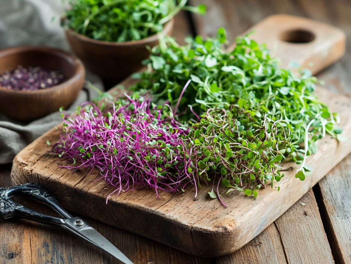 Colorful display of various microgreens in American cuisine