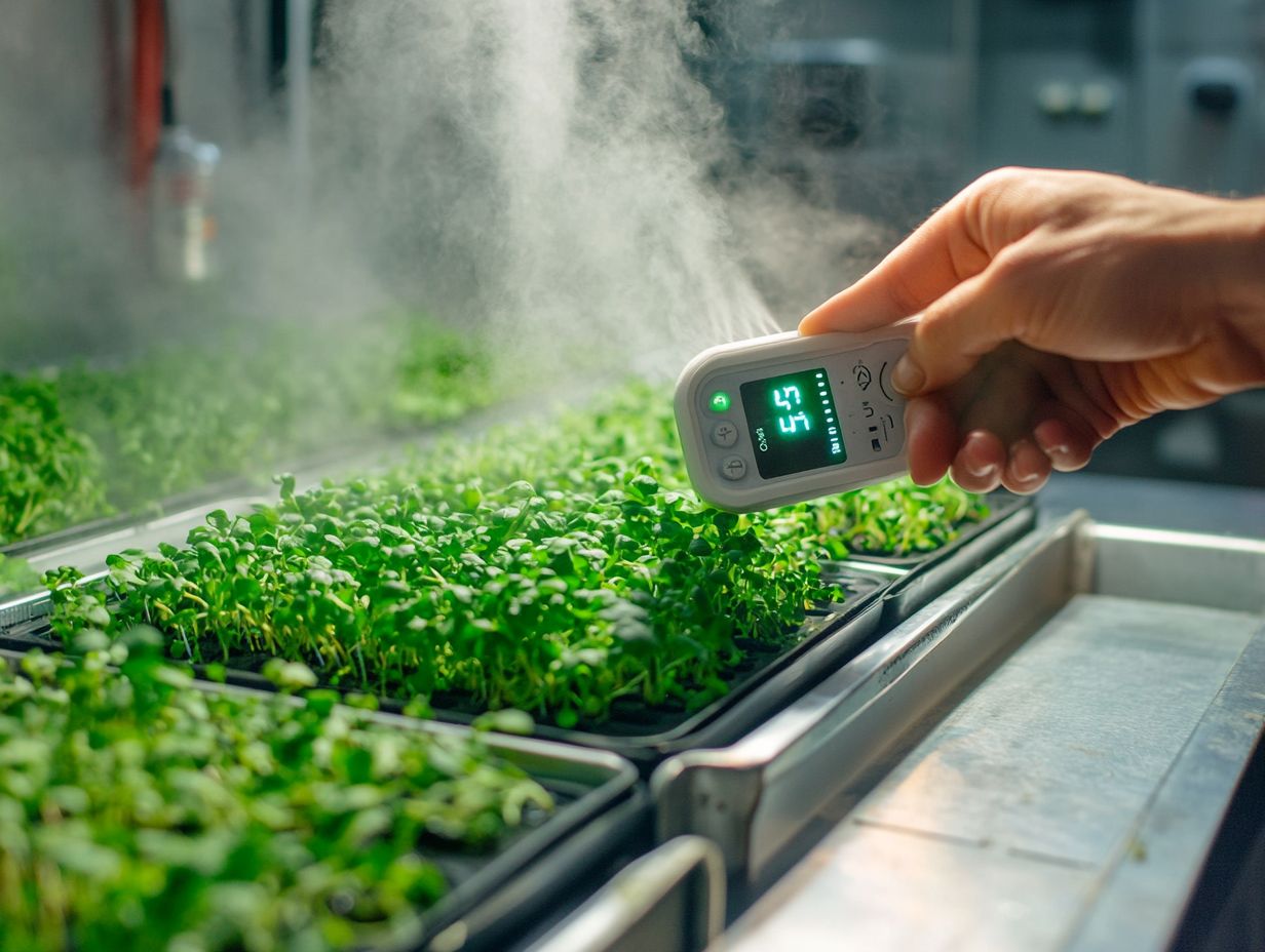 How can I adjust humidity levels for my microgreens?