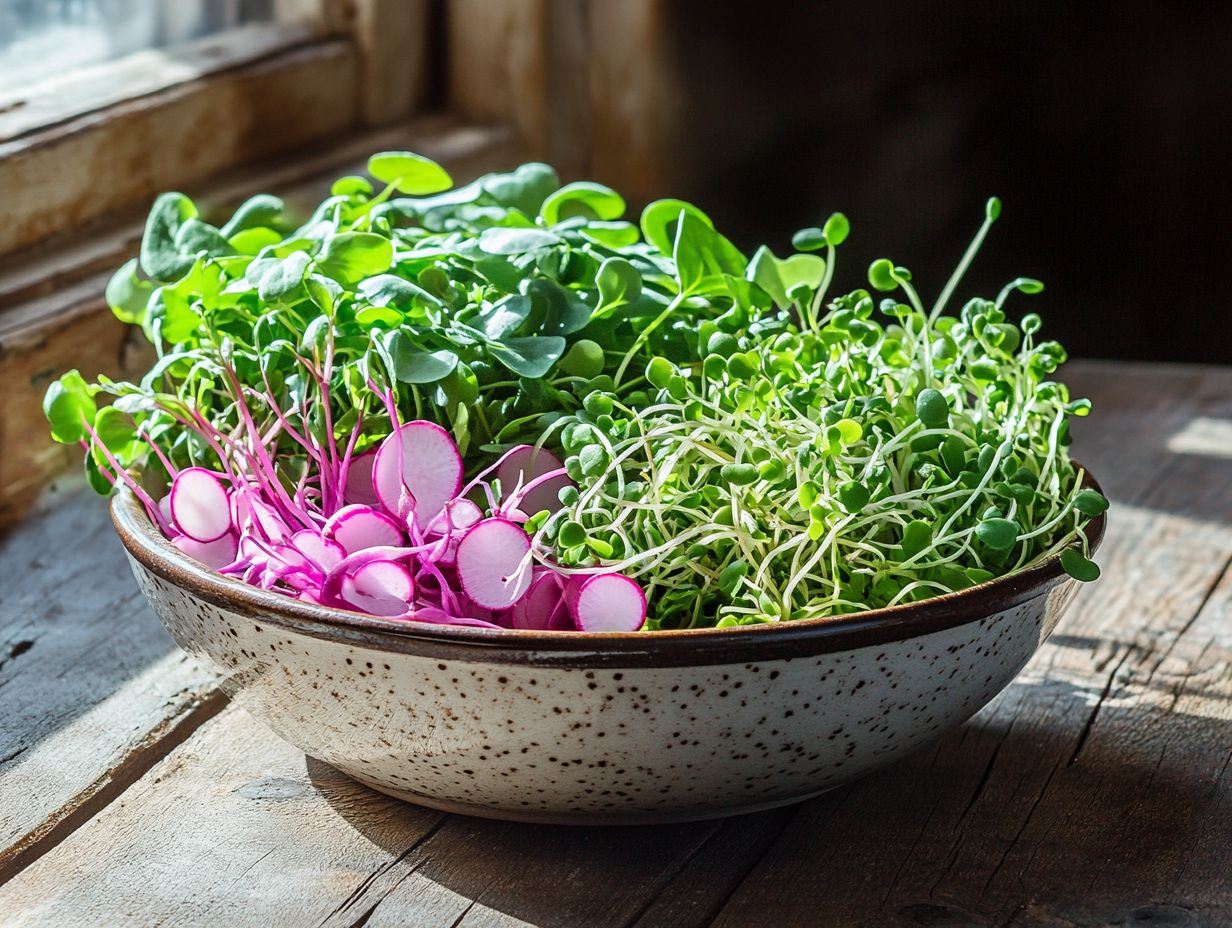 A plate of fresh microgreens, showcasing their vibrant colors and potential health benefits.