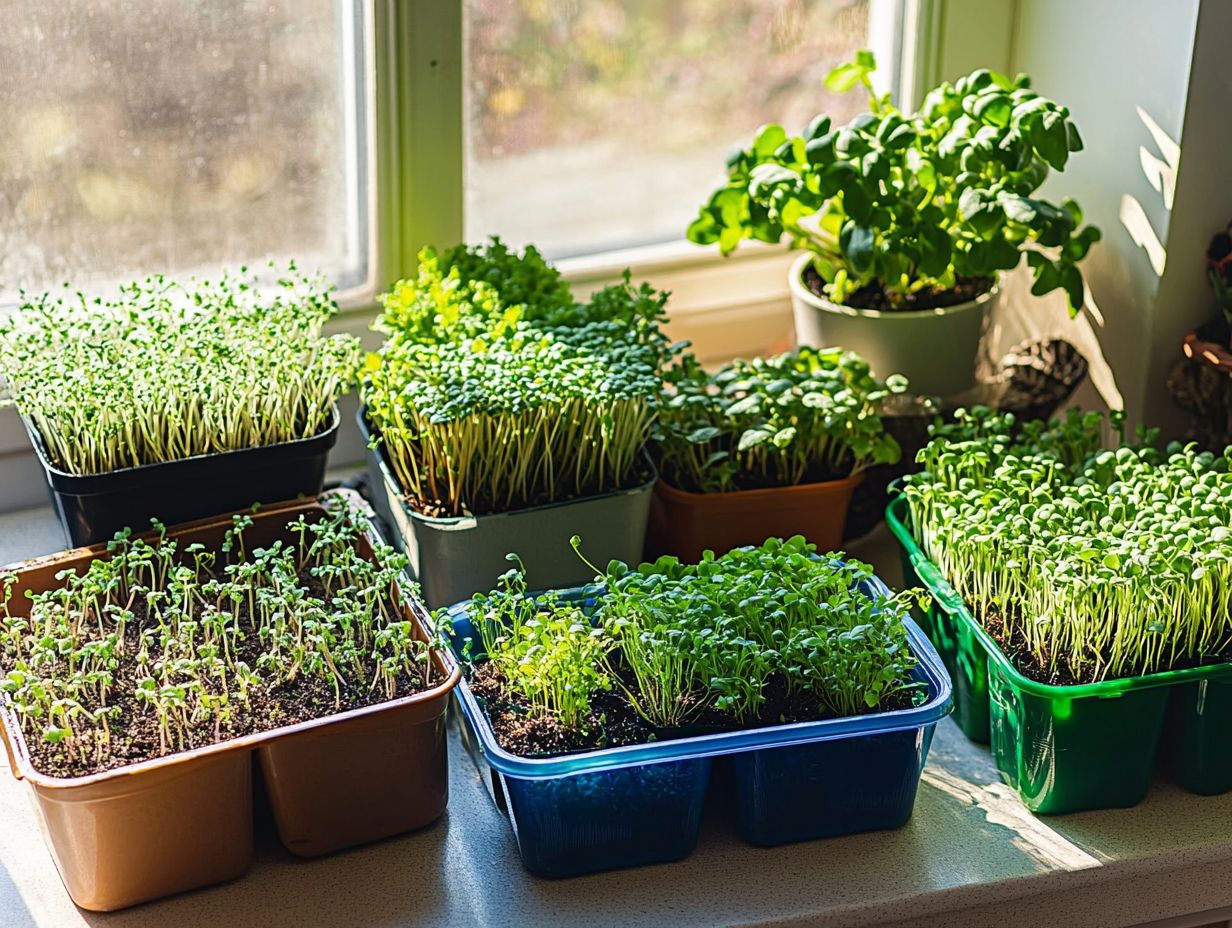 Image showcasing key takeaways for growing microgreens indoors.