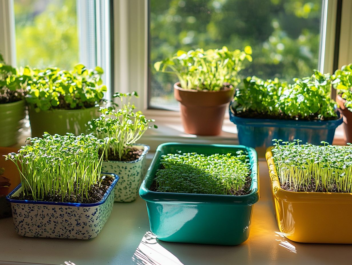 Creative hanging containers for indoor microgreen gardening