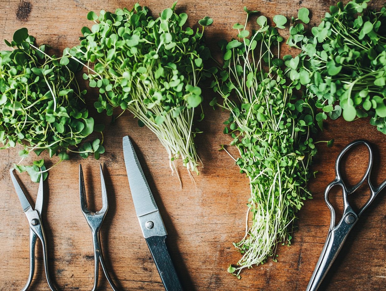 Microgreen harvesting tools in action