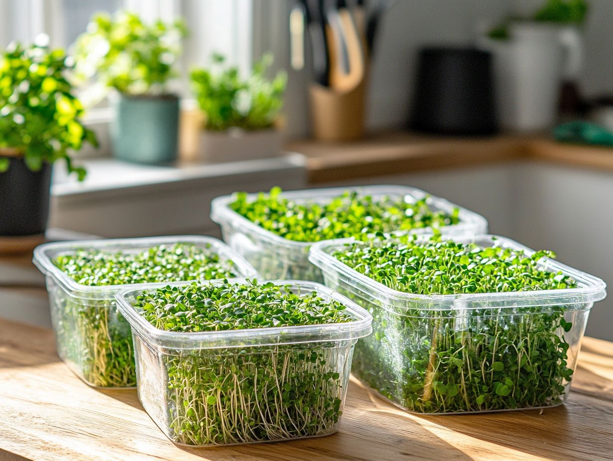 Visual guide on how to store microgreens in containers