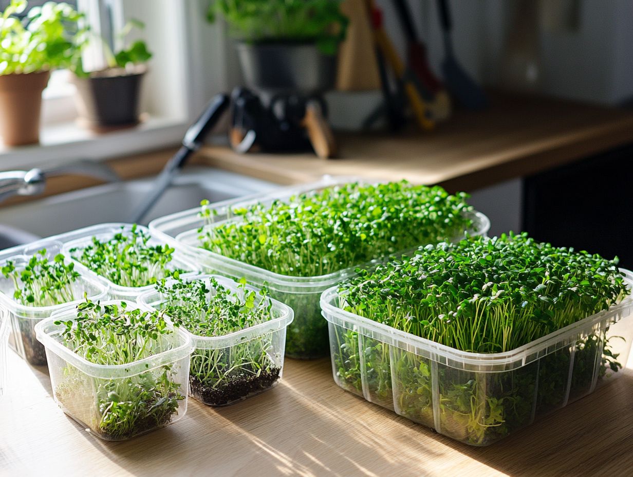 Visual guide to key takeaways on microgreen storage.