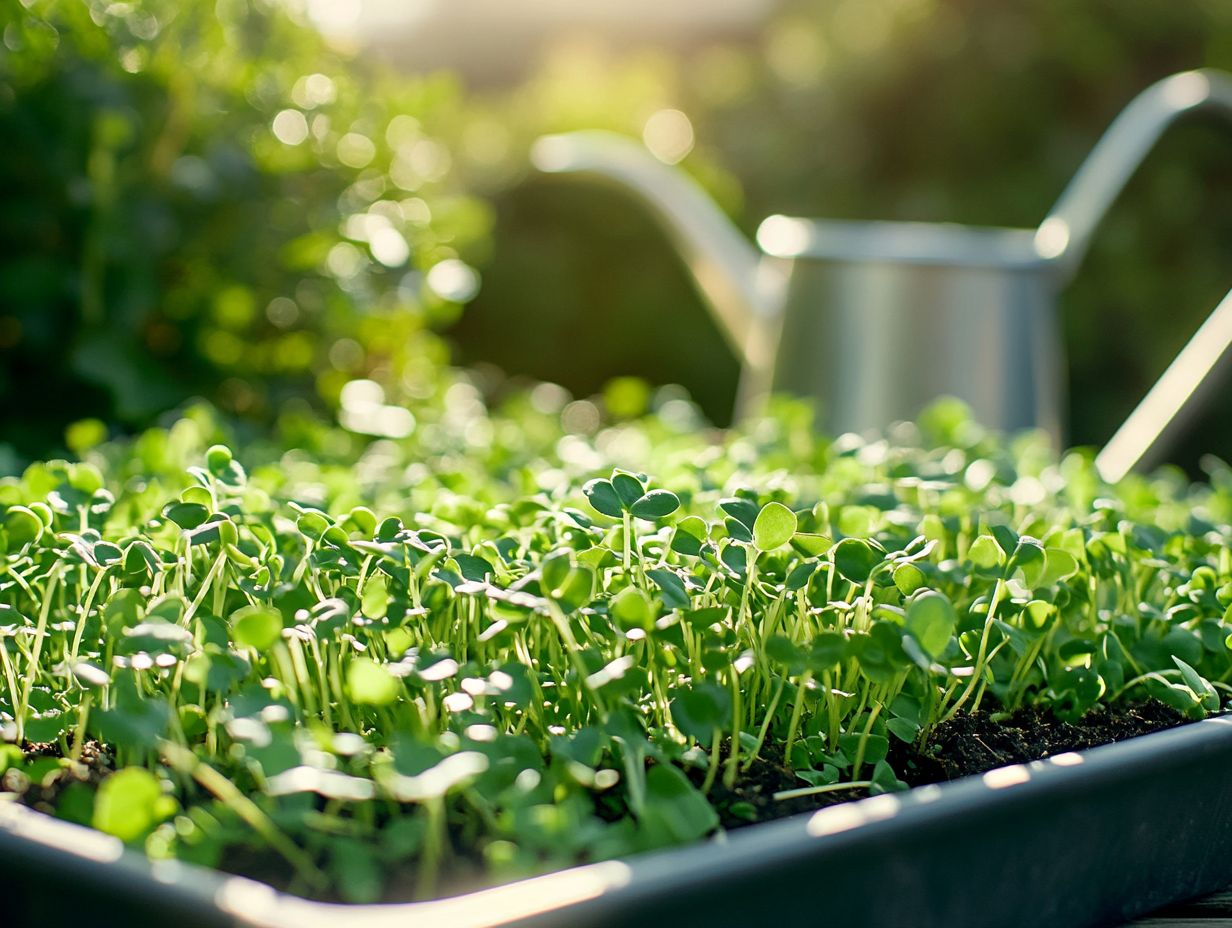 Illustration showing frequently asked questions about growing microgreens outdoors.