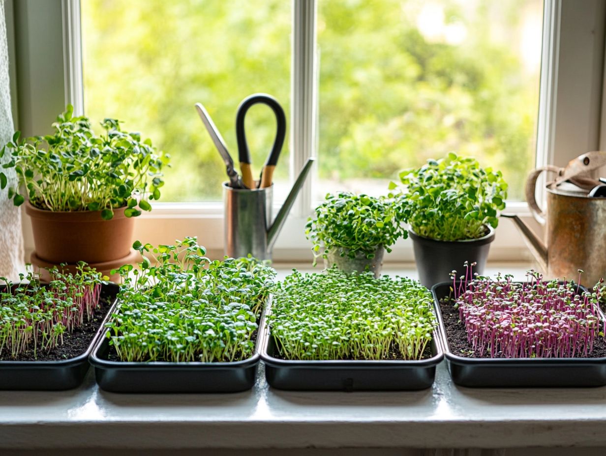 Colorful microgreens thriving in various seasonal conditions.